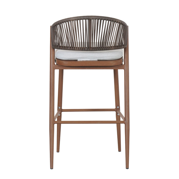 English Elm Christopher Knight Home® - Outdoor 30.25" Barstool Set Of 2 - Stylish Aluminum Frame With Pe Rattan Backrest, Teak Finish N772P245120T