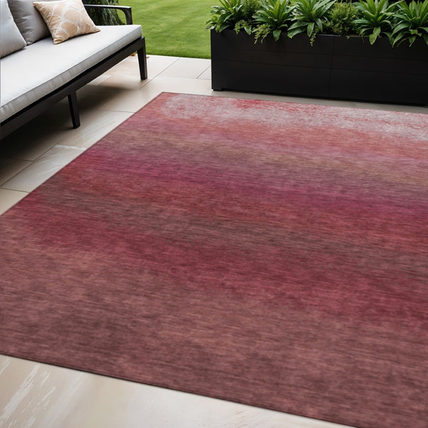 HomeRoots 5' Red and Blush Ombre Indoor Outdoor Area Rug - Stylish, Durable, Washable Design for Any Space 5' X 8' 629035