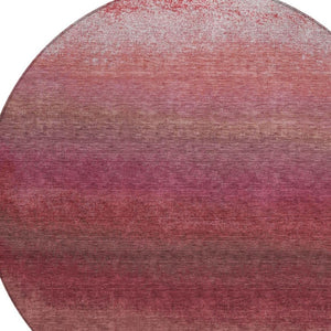 HomeRoots 5' Red and Blush Ombre Indoor Outdoor Area Rug - Stylish, Durable, Washable Design for Any Space 8' Round 629036