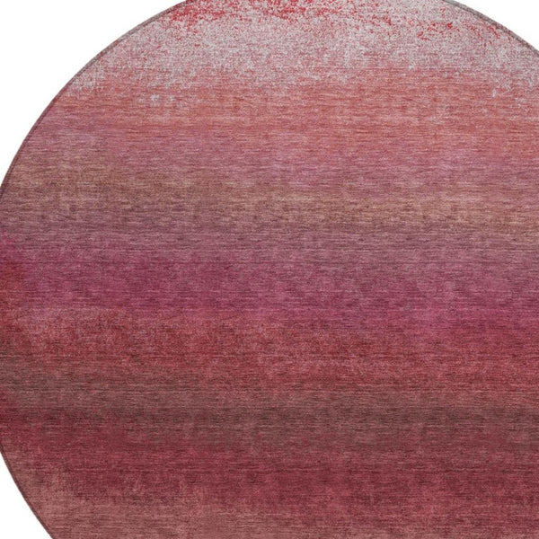 HomeRoots 5' Red and Blush Ombre Indoor Outdoor Area Rug - Stylish, Durable, Washable Design for Any Space 8' Round 629036