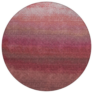 HomeRoots 5' Red and Blush Ombre Indoor Outdoor Area Rug - Stylish, Durable, Washable Design for Any Space 8' Round 629036