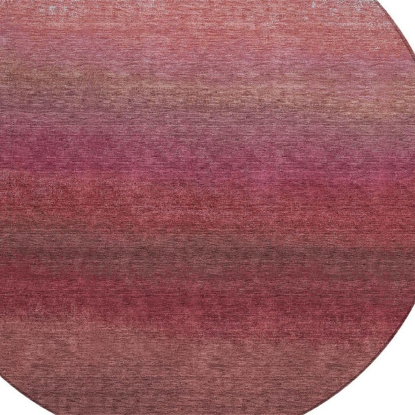 HomeRoots 5' Red and Blush Ombre Indoor Outdoor Area Rug - Stylish, Durable, Washable Design for Any Space 8' Round 629036