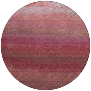 HomeRoots 5' Red and Blush Ombre Indoor Outdoor Area Rug - Stylish, Durable, Washable Design for Any Space 8' Round 629036