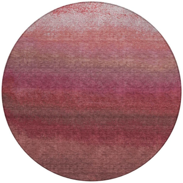HomeRoots 5' Red and Blush Ombre Indoor Outdoor Area Rug - Stylish, Durable, Washable Design for Any Space 8' Round 629036