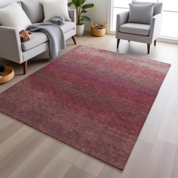HomeRoots 5' Red and Blush Ombre Indoor Outdoor Area Rug - Stylish, Durable, Washable Design for Any Space 8' X 10' 629037