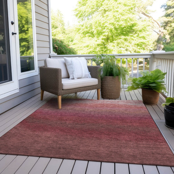 HomeRoots 5' Red and Blush Ombre Indoor Outdoor Area Rug - Stylish, Durable, Washable Design for Any Space 8' X 10' 629037