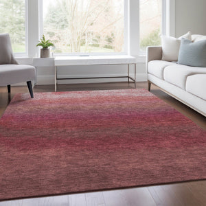 HomeRoots 5' Red and Blush Ombre Indoor Outdoor Area Rug - Stylish, Durable, Washable Design for Any Space 10' X 14' 629039