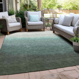 HomeRoots 5' Modern Ombre Area Rug in Pale Aqua & Gray - Durable, Washable Design for Indoor & Outdoor Use 5' X 8' 629041