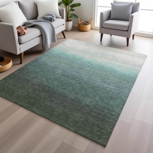 HomeRoots 5' Modern Ombre Area Rug in Pale Aqua & Gray - Durable, Washable Design for Indoor & Outdoor Use 5' X 8' 629041