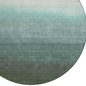 HomeRoots 5' Modern Ombre Area Rug in Pale Aqua & Gray - Durable, Washable Design for Indoor & Outdoor Use 8' Round 629042