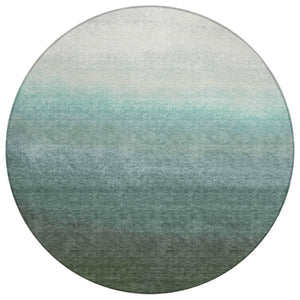 HomeRoots 5' Modern Ombre Area Rug in Pale Aqua & Gray - Durable, Washable Design for Indoor & Outdoor Use 8' Round 629042