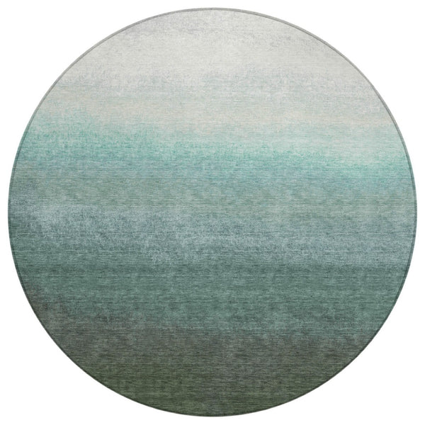 HomeRoots 5' Modern Ombre Area Rug in Pale Aqua & Gray - Durable, Washable Design for Indoor & Outdoor Use 8' Round 629042