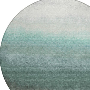 HomeRoots 5' Modern Ombre Area Rug in Pale Aqua & Gray - Durable, Washable Design for Indoor & Outdoor Use 8' Round 629042