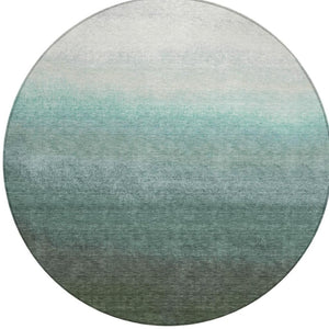 HomeRoots 5' Modern Ombre Area Rug in Pale Aqua & Gray - Durable, Washable Design for Indoor & Outdoor Use 8' Round 629042