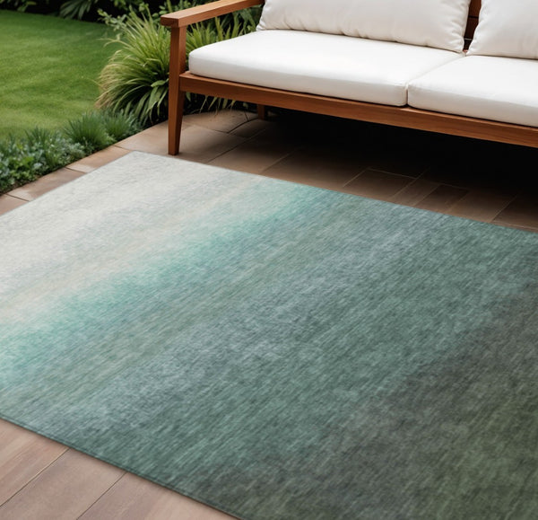 HomeRoots 5' Modern Ombre Area Rug in Pale Aqua & Gray - Durable, Washable Design for Indoor & Outdoor Use 9' X 12' 629044