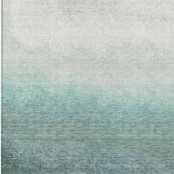 HomeRoots 5' Modern Ombre Area Rug in Pale Aqua & Gray - Durable, Washable Design for Indoor & Outdoor Use 10' X 14' 629045