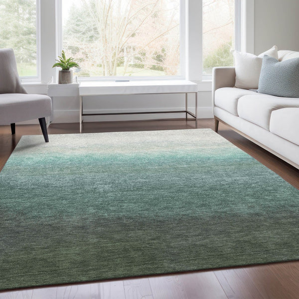 HomeRoots 5' Modern Ombre Area Rug in Pale Aqua & Gray - Durable, Washable Design for Indoor & Outdoor Use 10' X 14' 629045