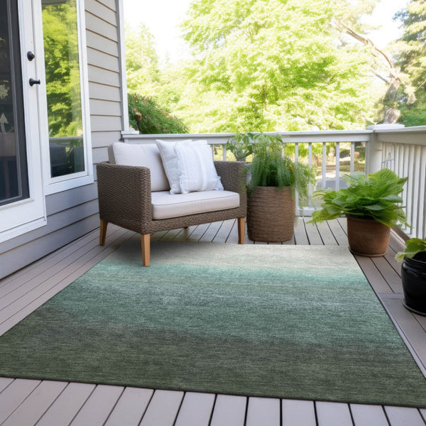 HomeRoots 5' Modern Ombre Area Rug in Pale Aqua & Gray - Durable, Washable Design for Indoor & Outdoor Use 10' X 14' 629045