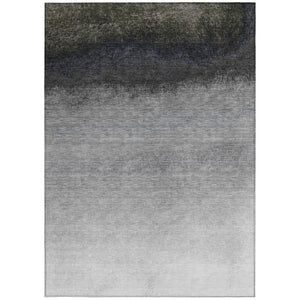 HomeRoots 5' Silver and Black Ombre Area Rug - Stylish, Washable, Durable Design for Indoor and Outdoor Use 5' X 8' 629047