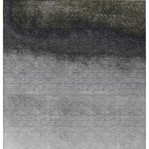 HomeRoots 5' Silver and Black Ombre Area Rug - Stylish, Washable, Durable Design for Indoor and Outdoor Use 5' X 8' 629047