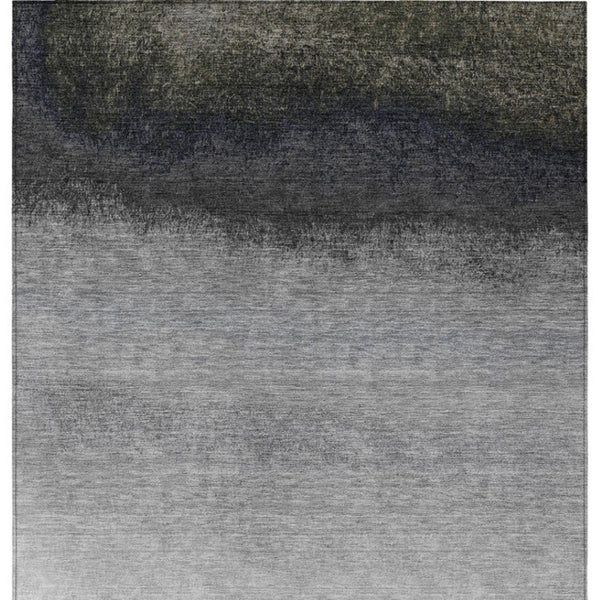 HomeRoots 5' Silver and Black Ombre Area Rug - Stylish, Washable, Durable Design for Indoor and Outdoor Use 5' X 8' 629047