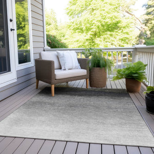 HomeRoots 5' Silver and Black Ombre Area Rug - Stylish, Washable, Durable Design for Indoor and Outdoor Use 5' X 8' 629047