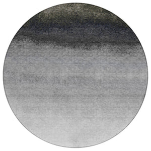 HomeRoots 5' Silver and Black Ombre Area Rug - Stylish, Washable, Durable Design for Indoor and Outdoor Use 8' Round 629048
