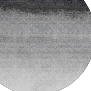 HomeRoots 5' Silver and Black Ombre Area Rug - Stylish, Washable, Durable Design for Indoor and Outdoor Use 8' Round 629048