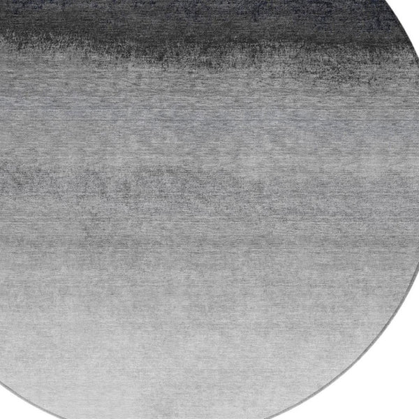 HomeRoots 5' Silver and Black Ombre Area Rug - Stylish, Washable, Durable Design for Indoor and Outdoor Use 8' Round 629048