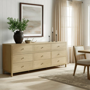 Butler Specialty Butler Nora 84" 9-Drawer Wood Dresser in Light Brown — Kiln-Dried Frame, Soft-Close Drawers, Durable Finish 6290492