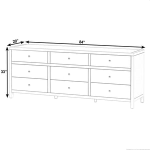 Butler Specialty Butler Nora 84" 9-Drawer Wood Dresser in Light Brown — Kiln-Dried Frame, Soft-Close Drawers, Durable Finish 6290492