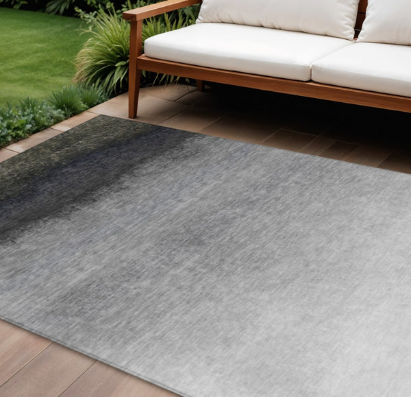 HomeRoots 5' Silver and Black Ombre Area Rug - Stylish, Washable, Durable Design for Indoor and Outdoor Use 8' X 10' 629049