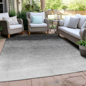 HomeRoots 5' Silver and Black Ombre Area Rug - Stylish, Washable, Durable Design for Indoor and Outdoor Use 8' X 10' 629049