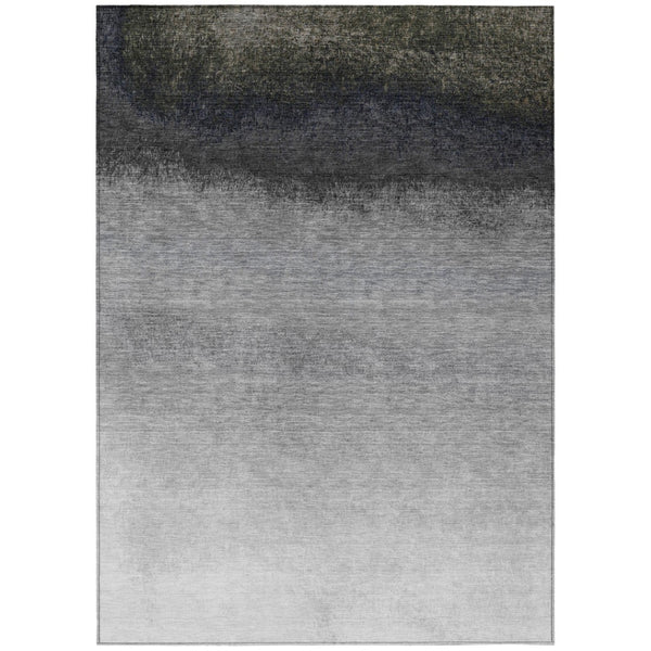 HomeRoots 5' Silver and Black Ombre Area Rug - Stylish, Washable, Durable Design for Indoor and Outdoor Use 8' X 10' 629049