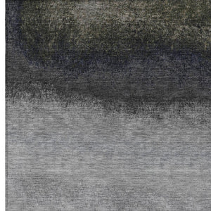 HomeRoots 5' Silver and Black Ombre Area Rug - Stylish, Washable, Durable Design for Indoor and Outdoor Use 10' X 14' 629051