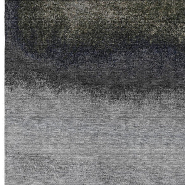 HomeRoots 5' Silver and Black Ombre Area Rug - Stylish, Washable, Durable Design for Indoor and Outdoor Use 10' X 14' 629051