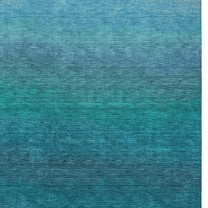 HomeRoots 5' Teal Blue Ombre Area Rug – Stylish, Washable Design for Indoor & Outdoor Spaces, Durable & Soft 5' X 8' 629053