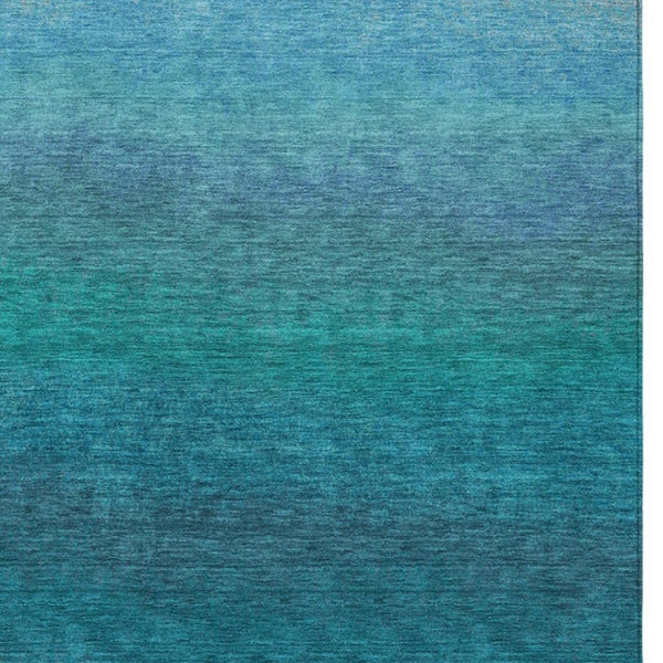 HomeRoots 5' Teal Blue Ombre Area Rug – Stylish, Washable Design for Indoor & Outdoor Spaces, Durable & Soft 5' X 8' 629053