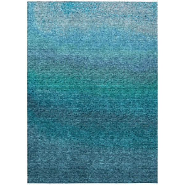HomeRoots 5' Teal Blue Ombre Area Rug – Stylish, Washable Design for Indoor & Outdoor Spaces, Durable & Soft 5' X 8' 629053
