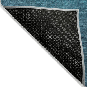 HomeRoots 5' Teal Blue Ombre Area Rug – Stylish, Washable Design for Indoor & Outdoor Spaces, Durable & Soft 8' Round 629054