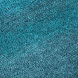 HomeRoots 5' Teal Blue Ombre Area Rug – Stylish, Washable Design for Indoor & Outdoor Spaces, Durable & Soft 8' Round 629054