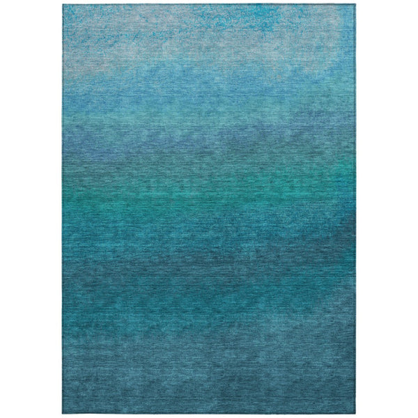 HomeRoots 5' Teal Blue Ombre Area Rug – Stylish, Washable Design for Indoor & Outdoor Spaces, Durable & Soft 9' X 12' 629056