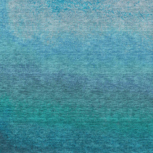HomeRoots 5' Teal Blue Ombre Area Rug – Stylish, Washable Design for Indoor & Outdoor Spaces, Durable & Soft 9' X 12' 629056