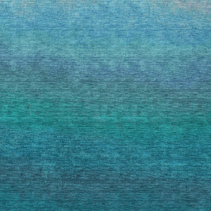 HomeRoots 5' Teal Blue Ombre Area Rug – Stylish, Washable Design for Indoor & Outdoor Spaces, Durable & Soft 10' X 14' 629057