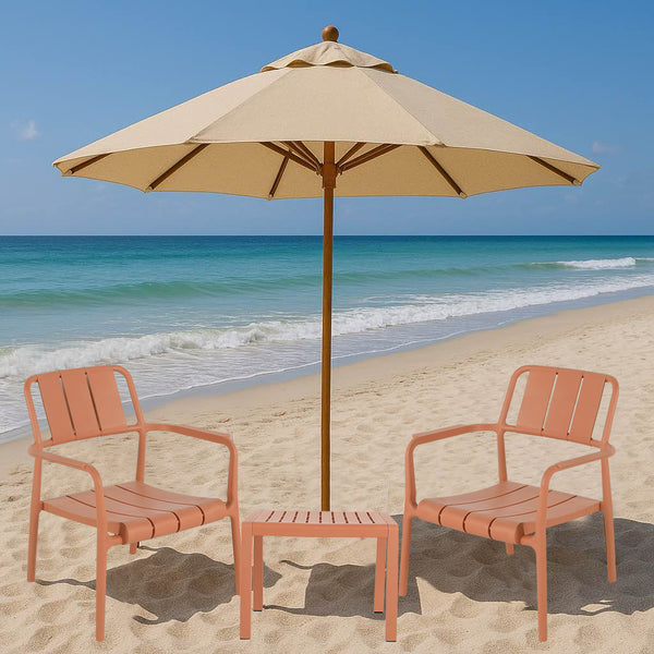 English Elm 2-Piece Pp Single-Seater Chairs & Coffee Table Set – Stylish Indoor/Outdoor Furniture, Easy Setup! W3450P323335