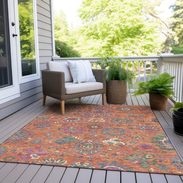HomeRoots 5' Vibrant Floral Washable Area Rug for Indoor and Outdoor Use - Durable, Stylish, and Easy Care 5' X 8' 629077