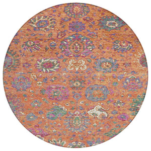 HomeRoots 5' Vibrant Floral Washable Area Rug for Indoor and Outdoor Use - Durable, Stylish, and Easy Care 8' Round 629078