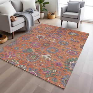 HomeRoots 5' Vibrant Floral Washable Area Rug for Indoor and Outdoor Use - Durable, Stylish, and Easy Care 10' X 14' 629081