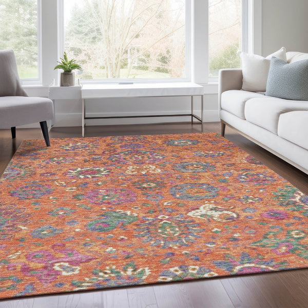 HomeRoots 5' Vibrant Floral Washable Area Rug for Indoor and Outdoor Use - Durable, Stylish, and Easy Care 10' X 14' 629081