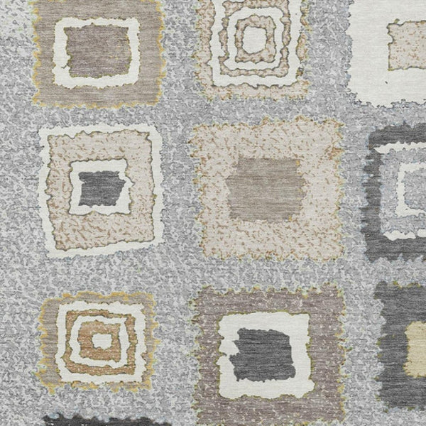 HomeRoots 5' Stylish Gray Charcoal and Beige Geometric Area Rug – Durable, Washable for Indoor & Outdoor Use 5' X 8' 629089